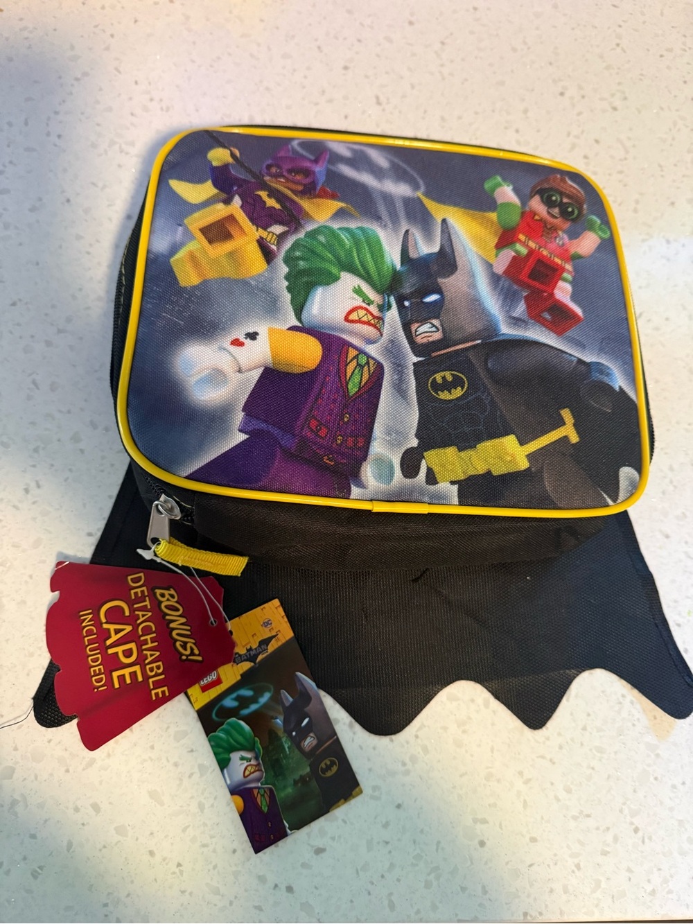 LEGO Batman Kids Yellow-Trim lunchbox/bag with Joker Graphic